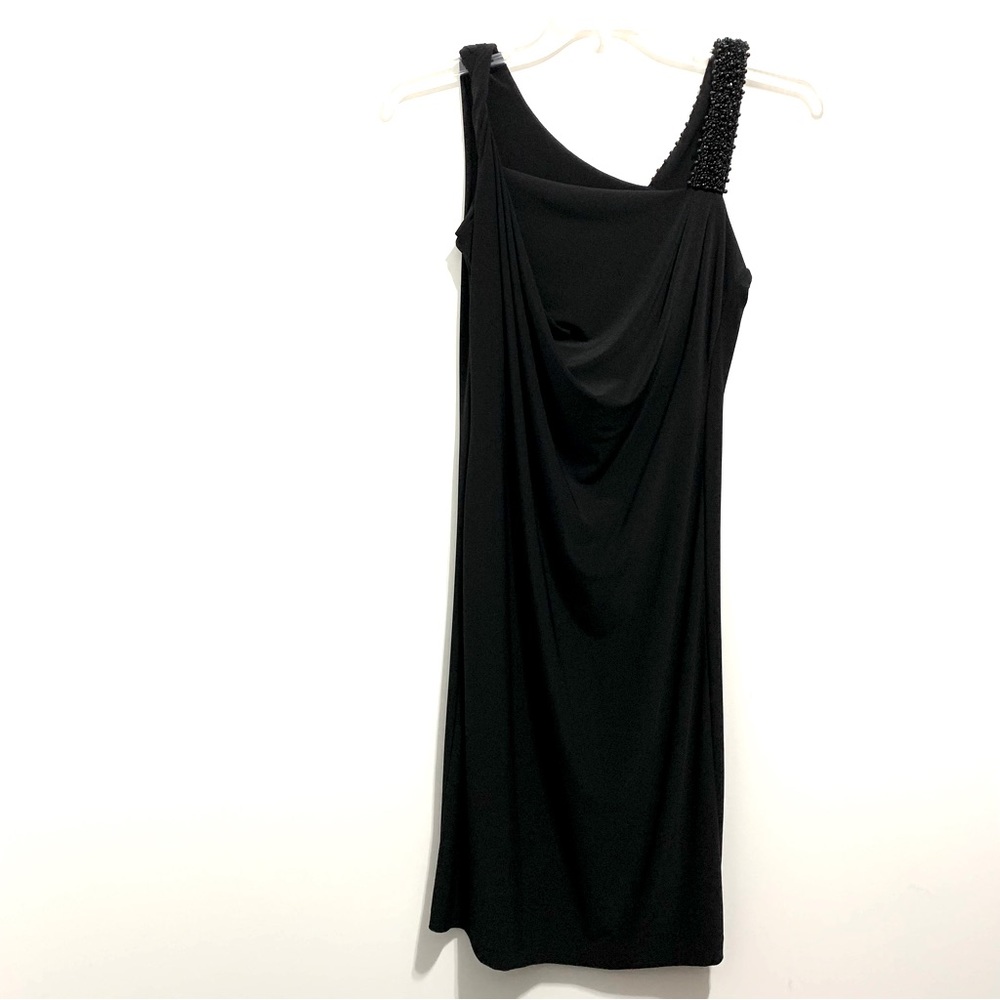 Bisou Bisou Michele Bohbot Black Prom Draped Midi Dress
